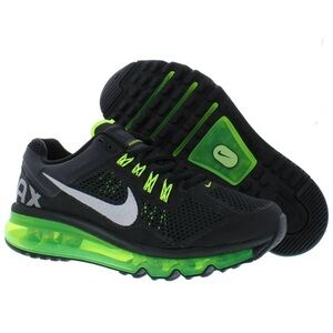 Nike 4y Air Max 2013 Big Kids' Shoes Black/Volt/Metallic Silver